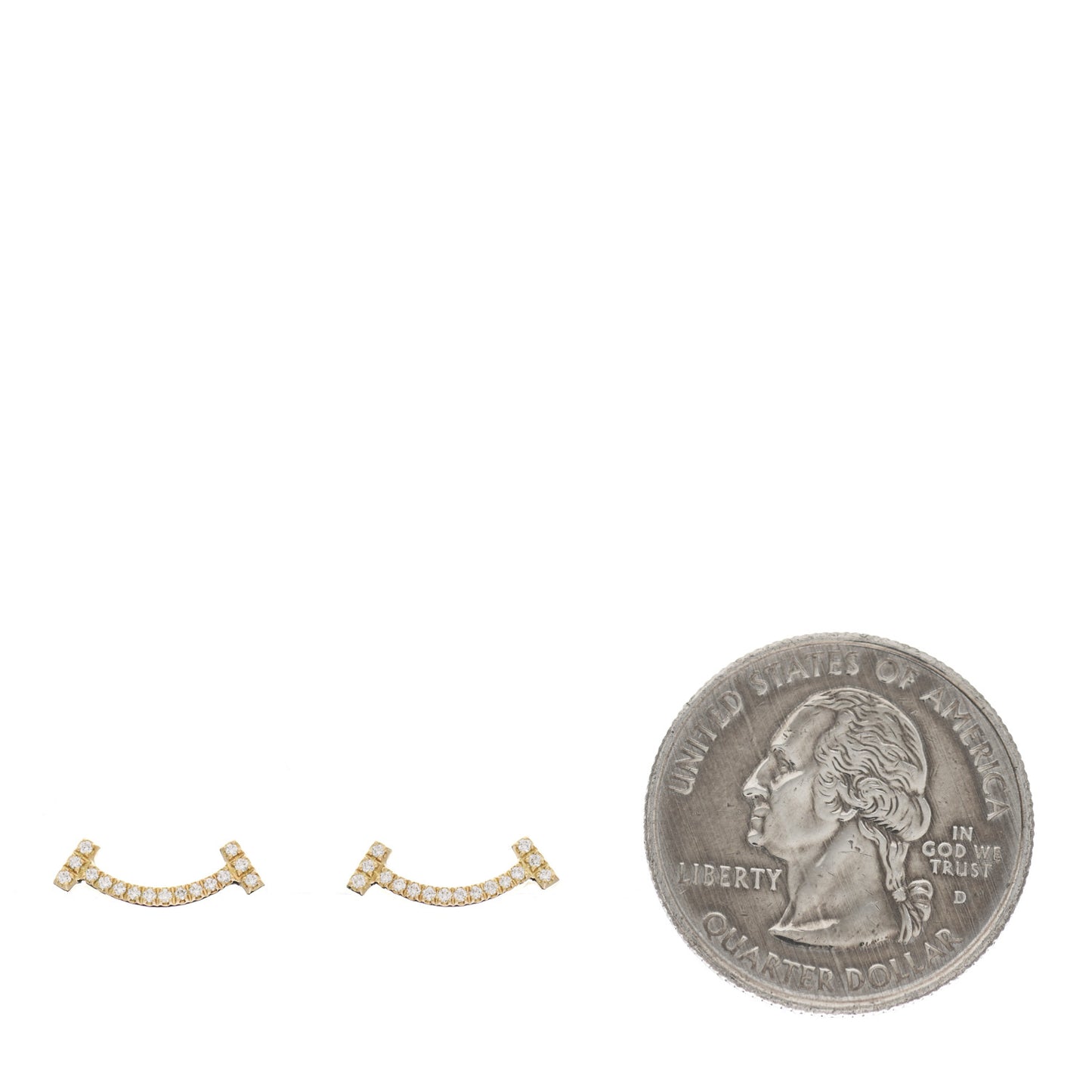 18K Yellow Gold Diamond T Smile Earrings