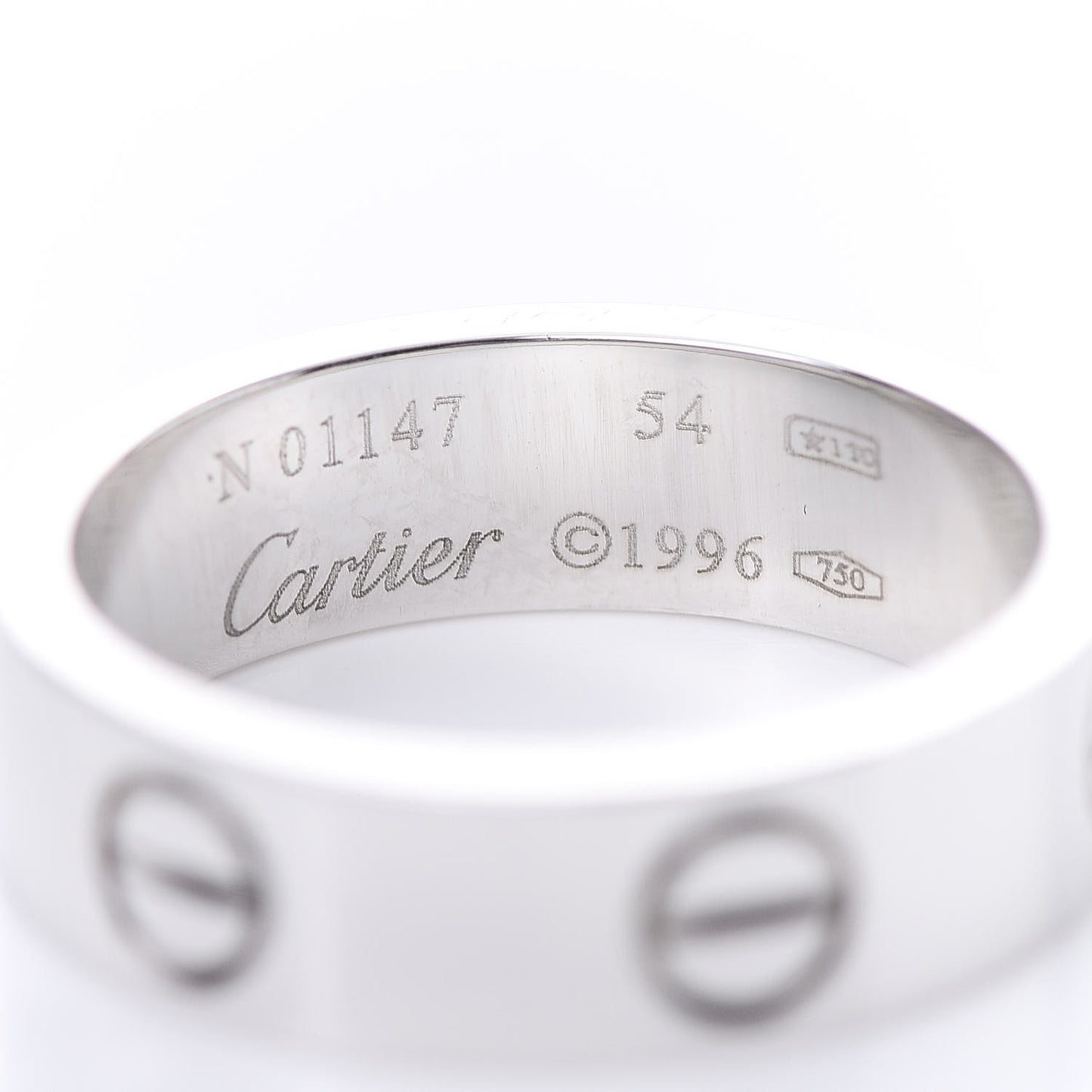 18K White Gold 5.5mm LOVE Ring 54 6.75