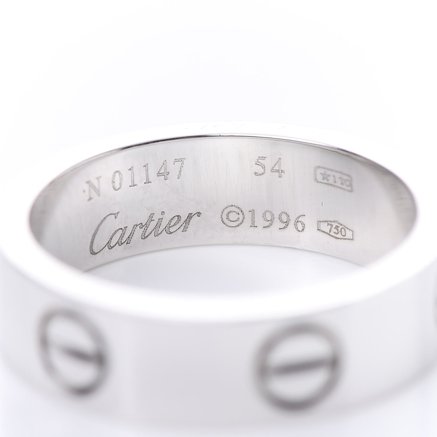Cartier 18K White Gold 5.5mm LOVE Ring 54 6.75 4 of 4