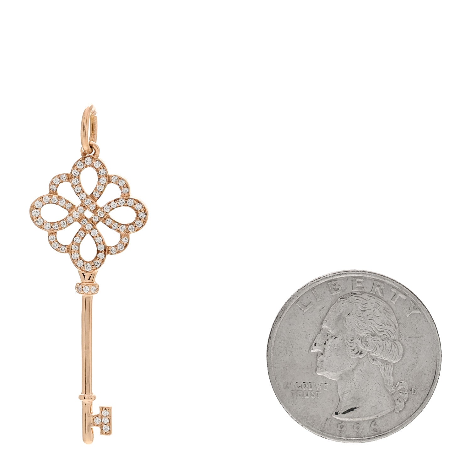 Tiffany 18K Rose Gold Diamond Knot Key Pendant 2 of 4