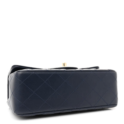 Chanel Lambskin Quilted Mini Rectangular Flap Dark Blue 4 of 10
