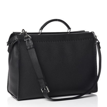 Fendi Cuoio Romano Selleria Large Mens Peekaboo Iconic Essential Satchel Black 3 of 9