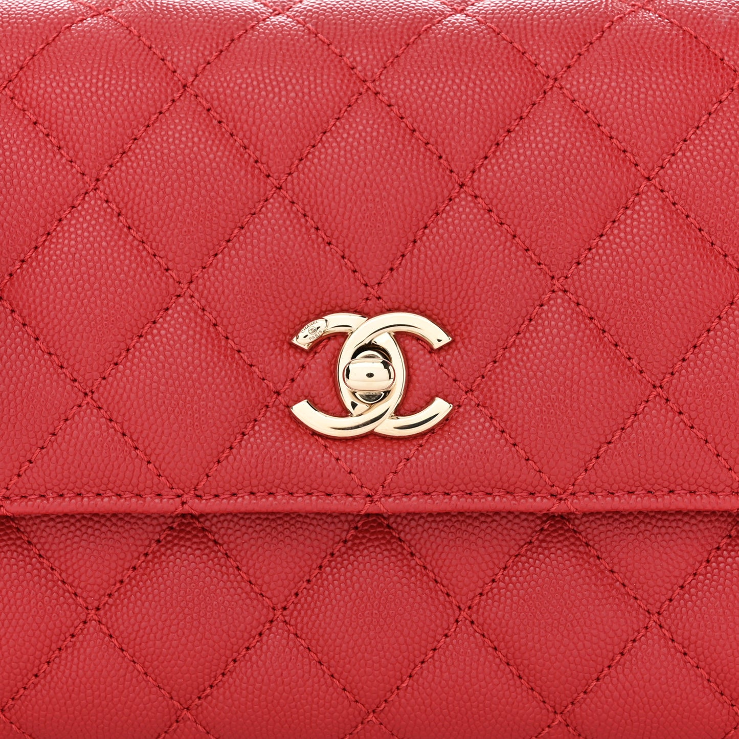 Caviar Quilted Mini Coco Handle Flap Red