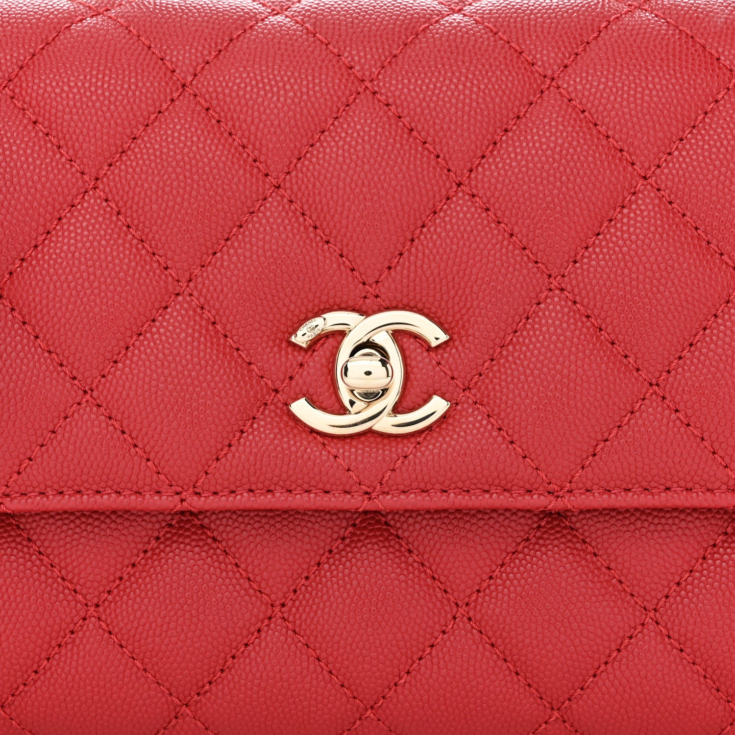 Chanel Caviar Quilted Mini Coco Handle Flap Red 8 of 13