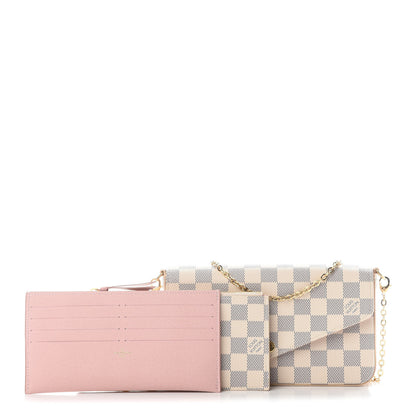 Louis Vuitton Damier Azur Pochette Felicie Chain Wallet Rose Ballerine 1 of 8