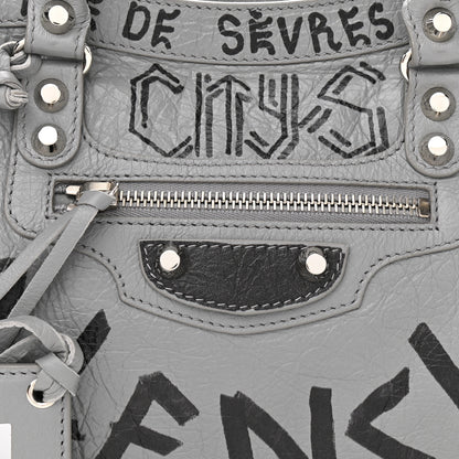 Balenciaga Agneau Arena Graffiti All Over Classic Silver Hardware S City Balenciaga Grey Black 8 of 10