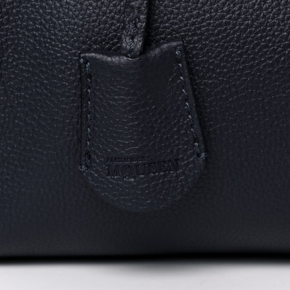 Alexander McQueen Pebbled Calfskin Large Skull Padlock Zip Around Tote Navy 8 of 17