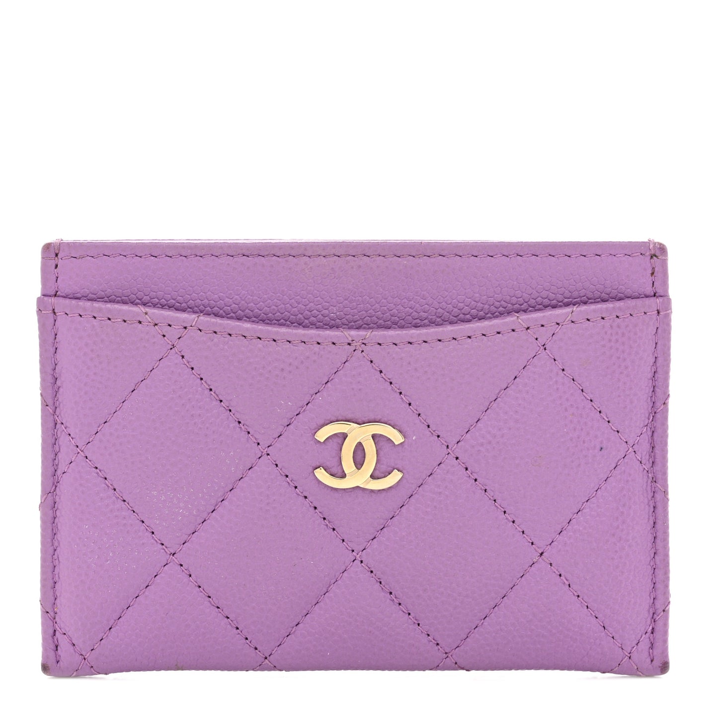 Caviar Quilted Card Holder Purple