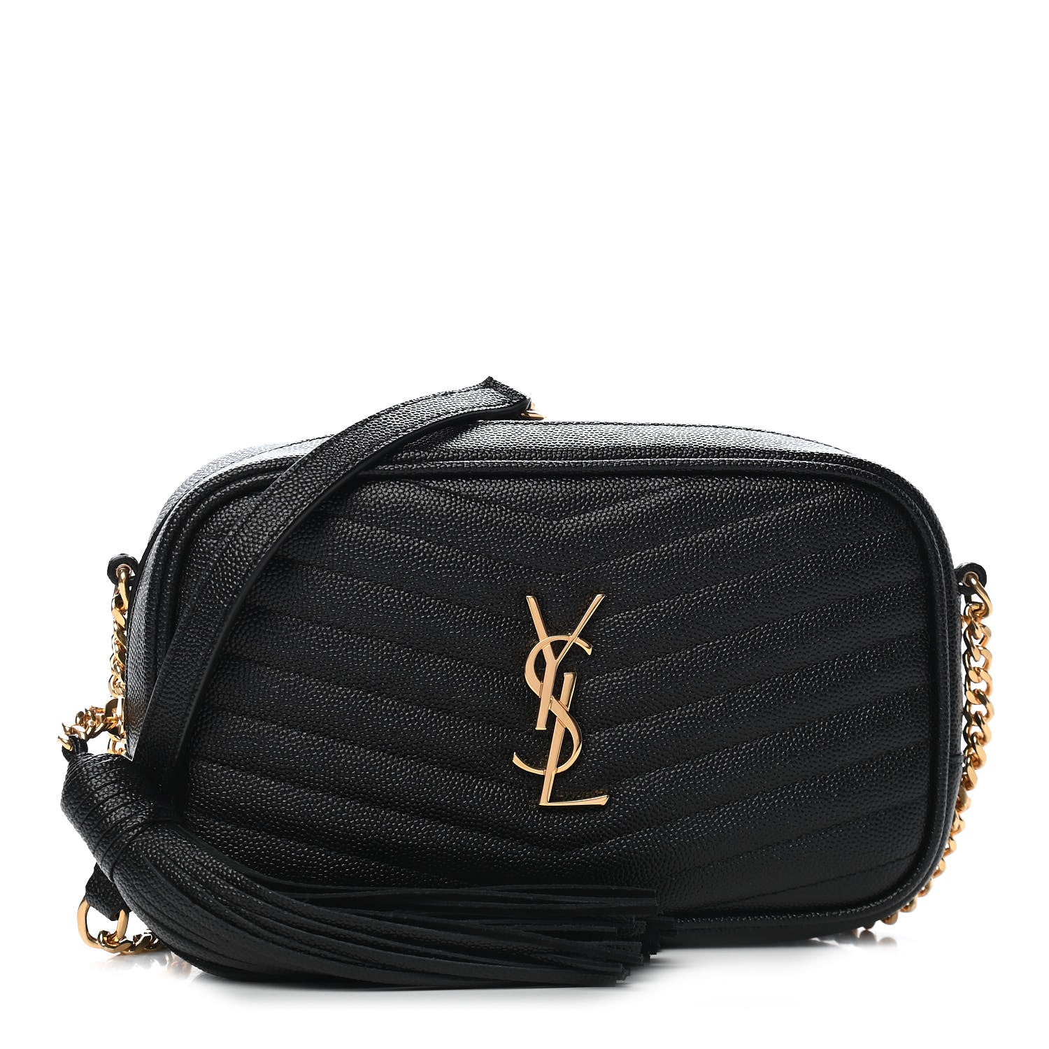 Saint Laurent Grain De Poudre Matelasse Monogram Mini Lou Camera Bag Black 1 of 9