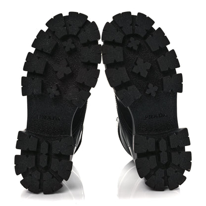 Prada Spazzolato Rois Nylon Metal Triangle Logo Monolith Pouch Pocket 55mm Boots 39.5 Black 6 of 8
