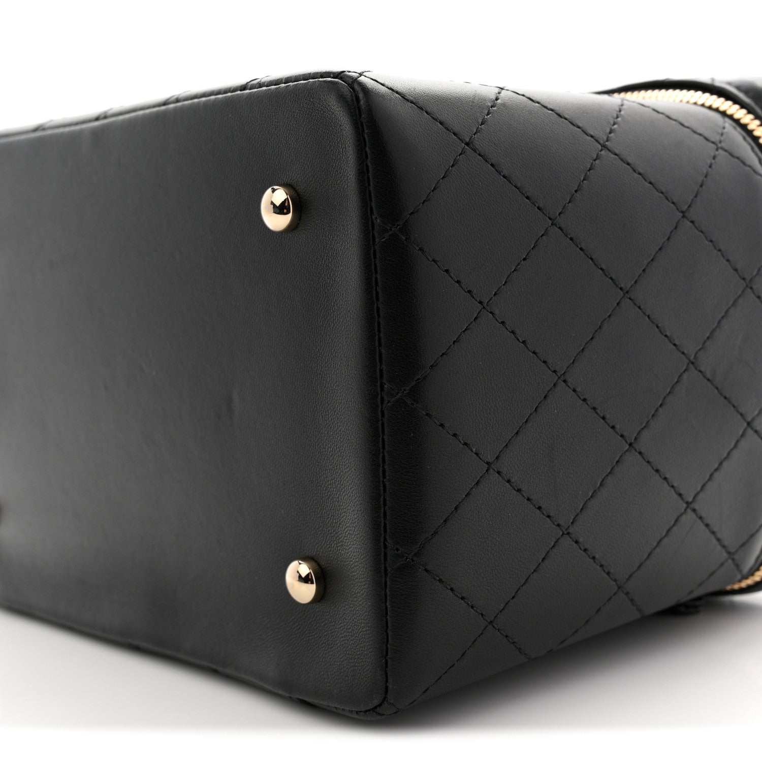 Chanel Lambskin Flat Quilted Knock On Wood Large Vanity Case Black 10 of 11