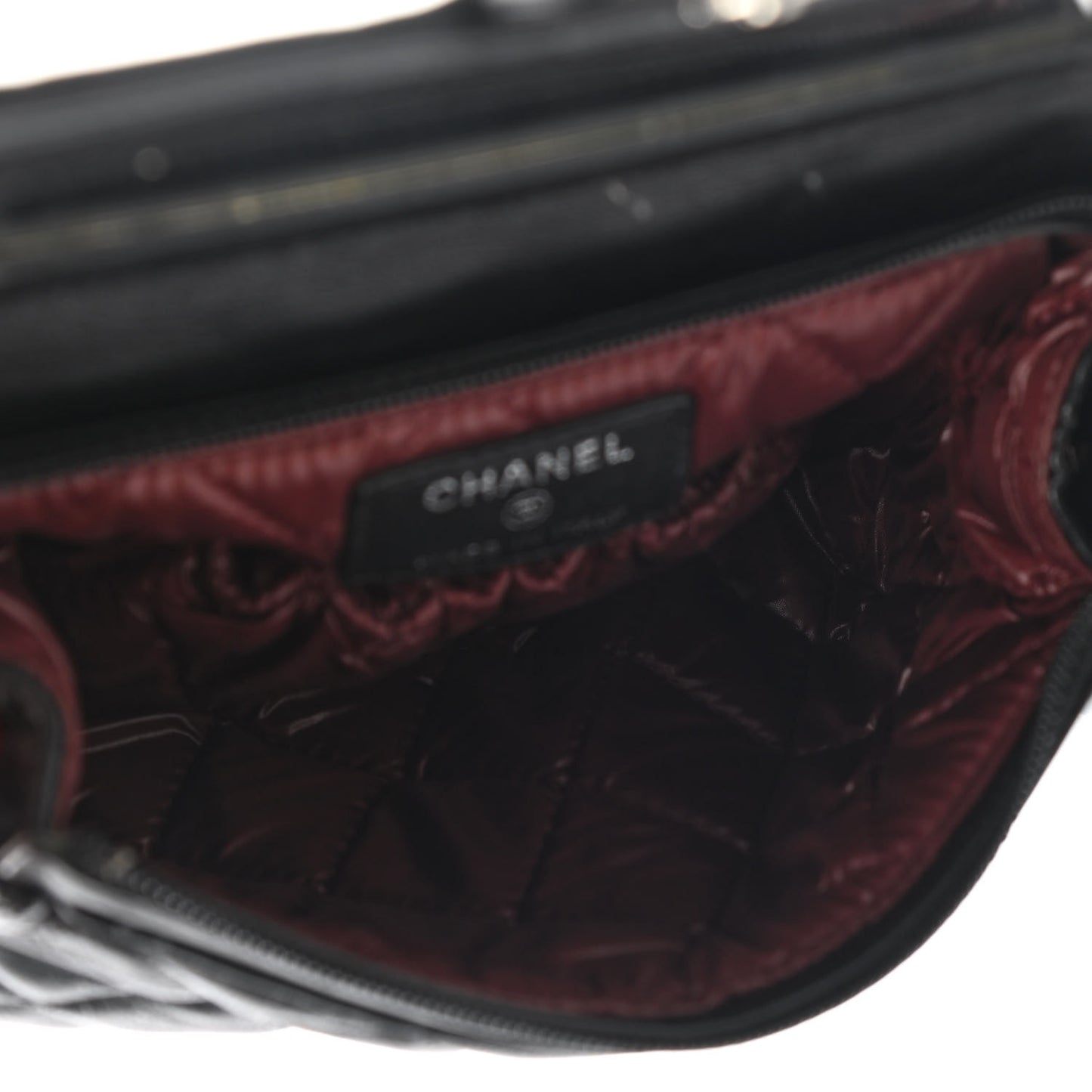 Lambskin Quilted Flap Cosmetic Case Black