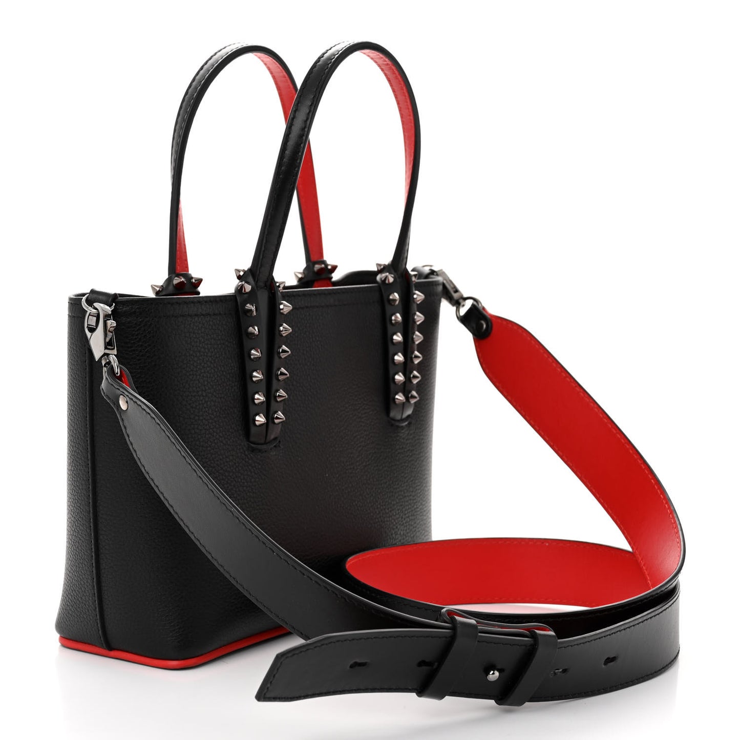 Calfskin Spikes Mini East West Cabata Tote Black