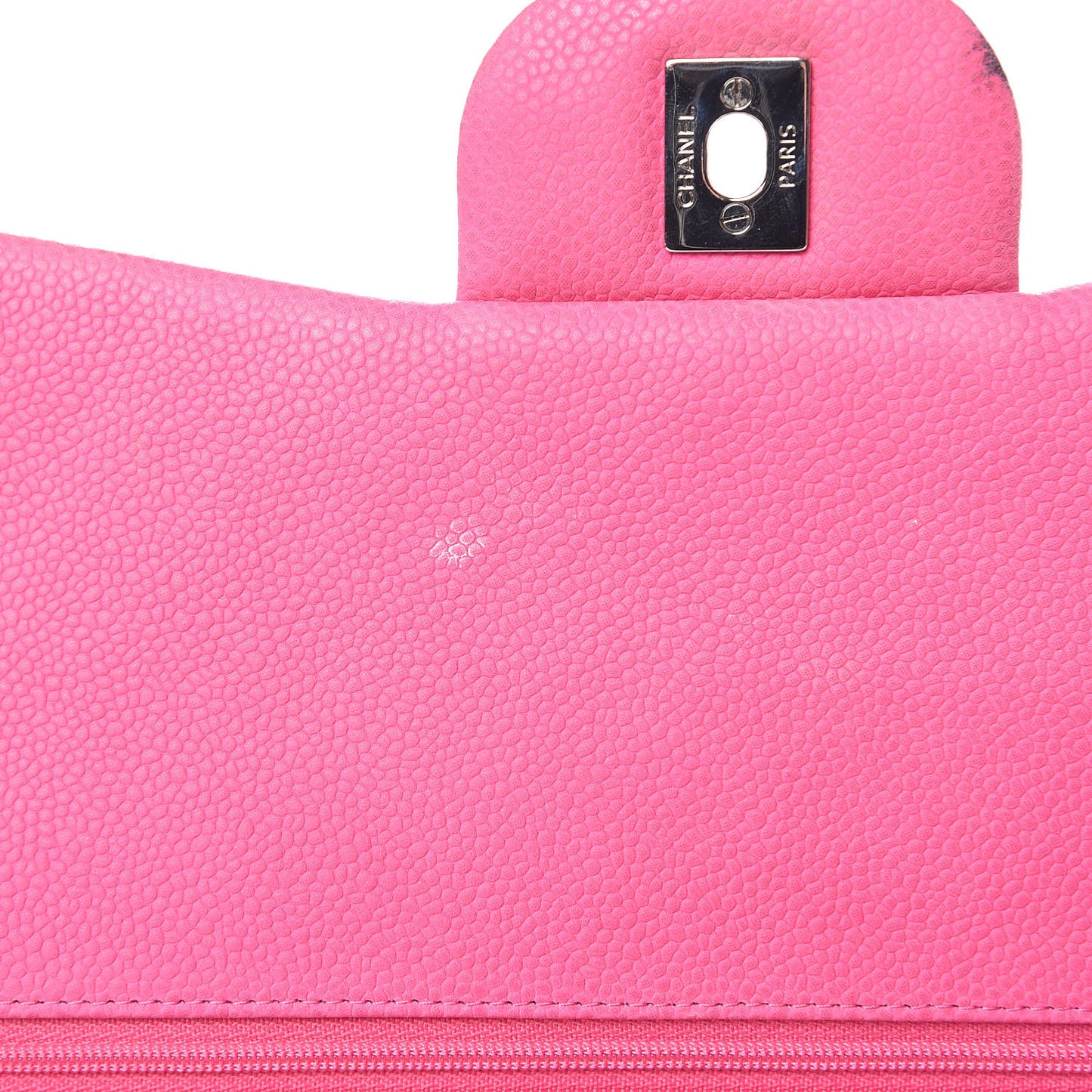 Iridescent Caviar Quilted Maxi Double Flap Hot Pink