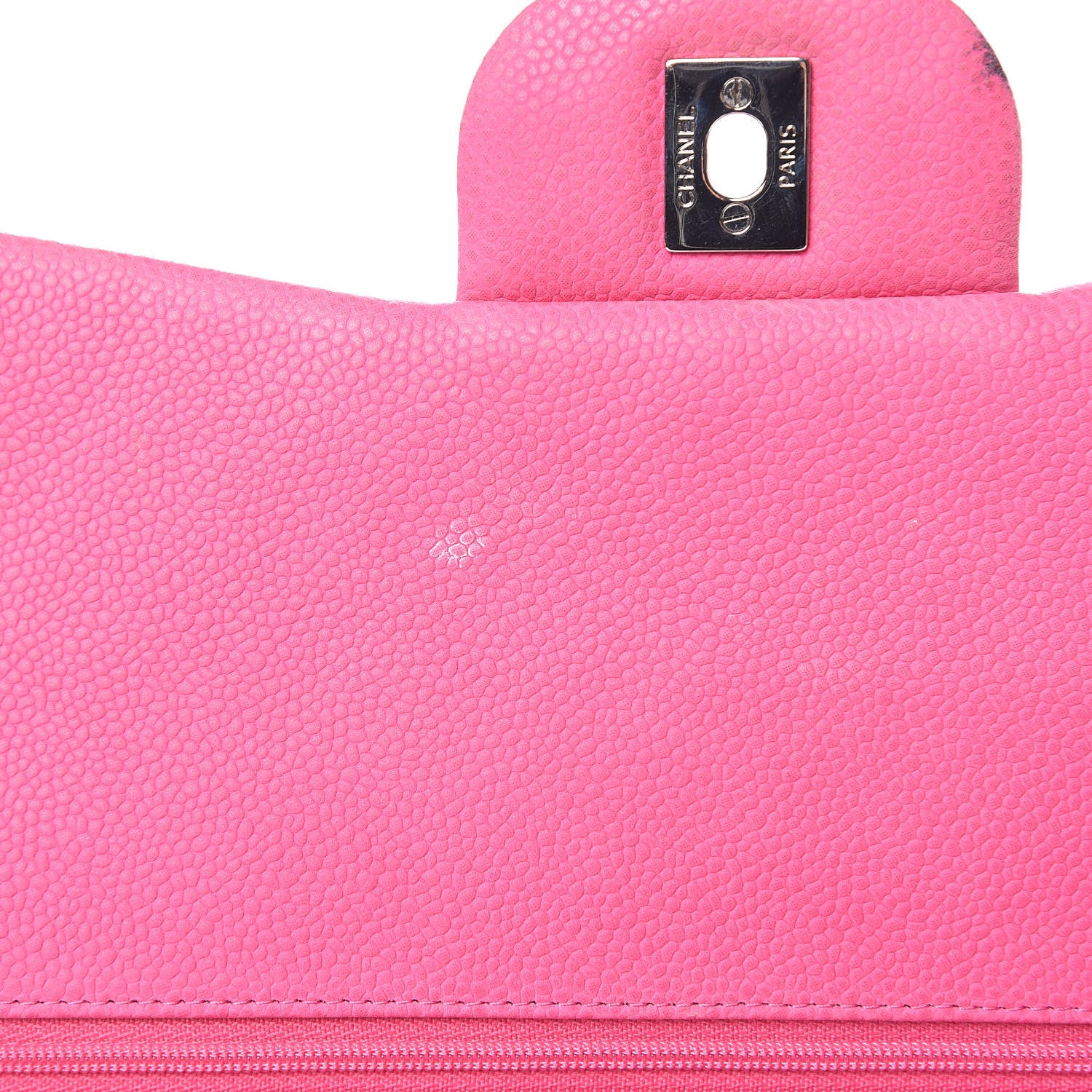 Chanel Iridescent Caviar Quilted Maxi Double Flap Hot Pink 10 of 15