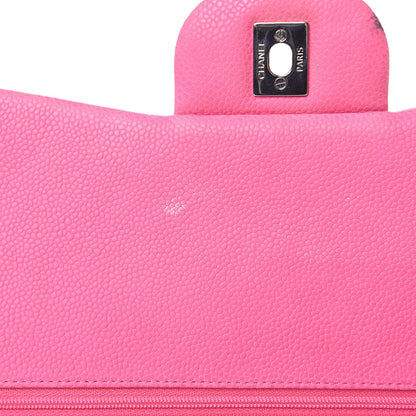 Chanel Iridescent Caviar Quilted Maxi Double Flap Hot Pink 10 of 15