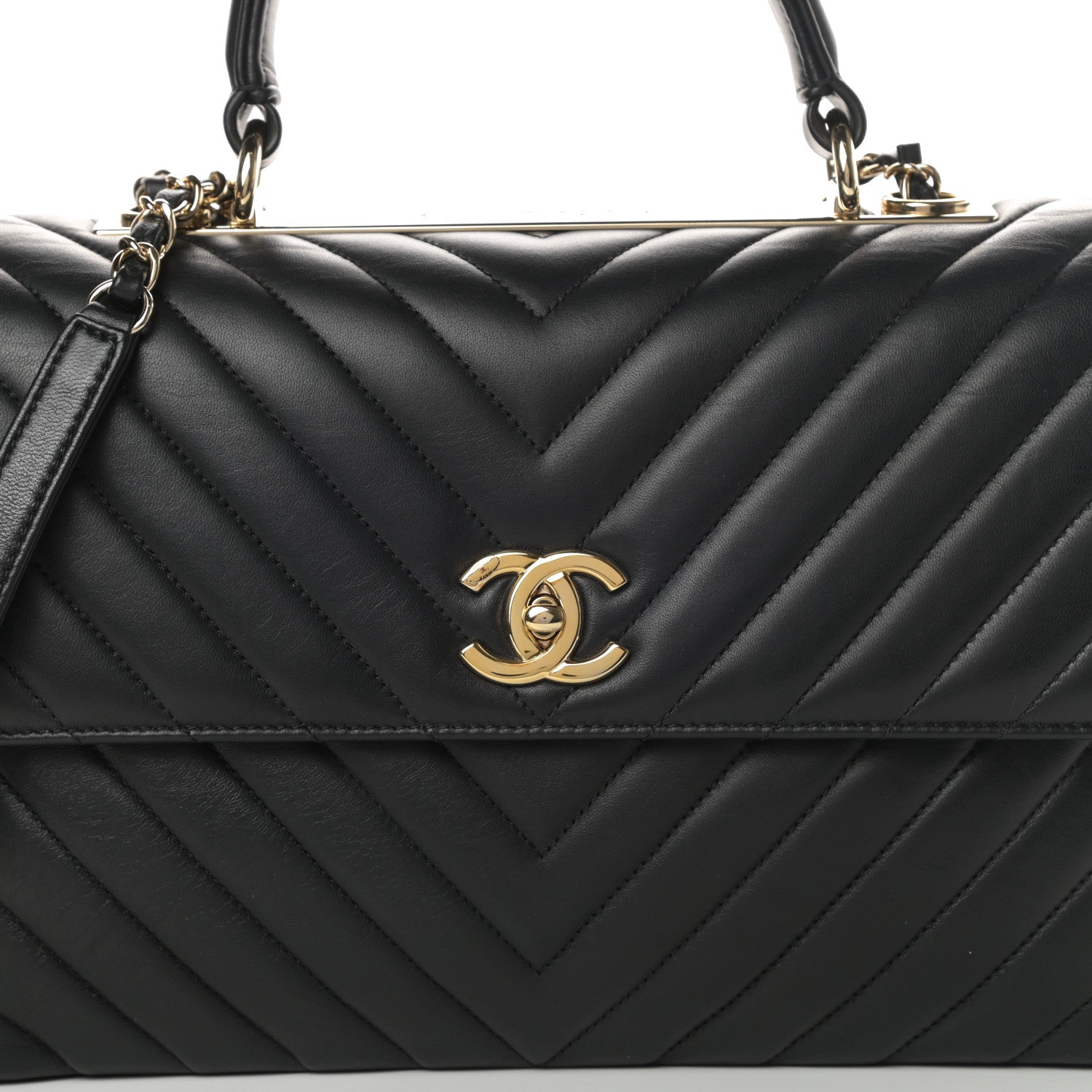 Chanel Lambskin Chevron Quilted Medium Trendy CC Dual Handle Flap Bag Black 8 of 14