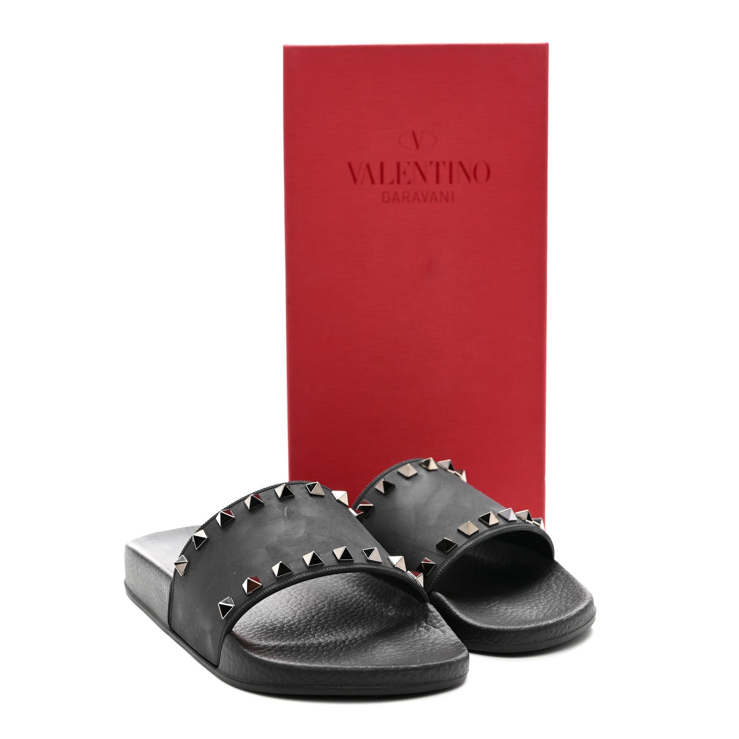 Valentino Garavani Rubber Rockstud Slide Sandals 39 Black 9 of 9