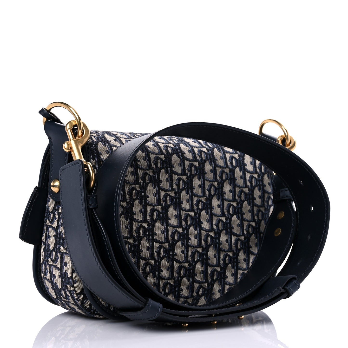 Oblique Flap Bag Navy Blue