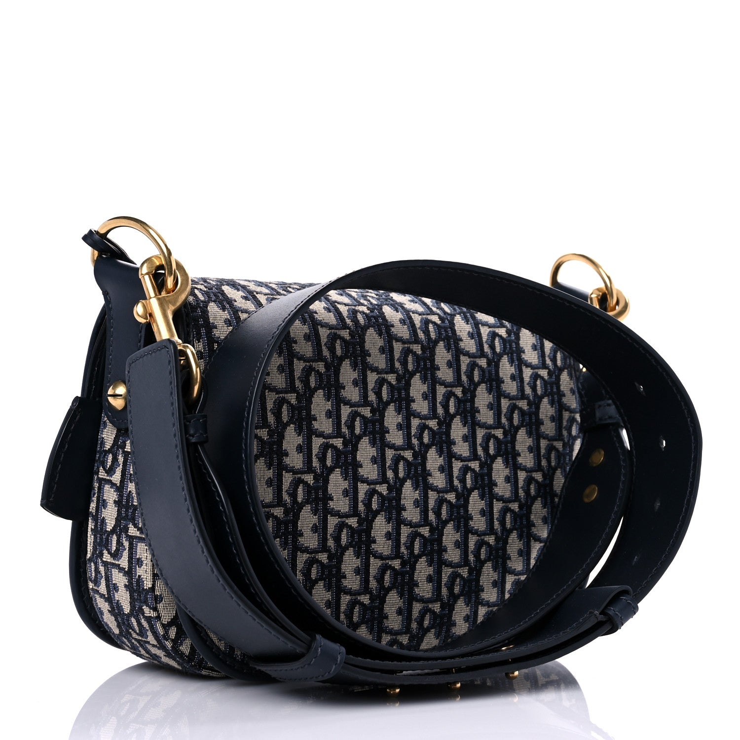 Christian Dior Oblique Flap Bag Navy Blue 3 of 12