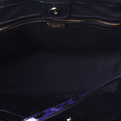 Dolce & Gabbana Patent Leopard Print Shopping Tote Purple Black 5 of 8