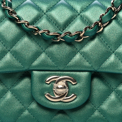 Chanel Iridescent Calfskin Quilted Mini Rectangular Flap Green 8 of 10
