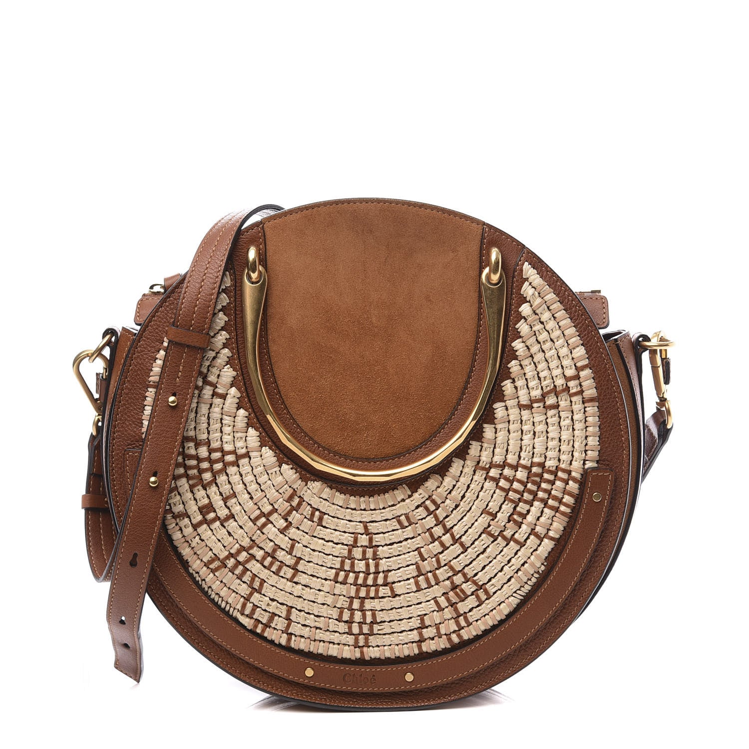 Chloe Calfskin Suede Raffia Medium Pixie Bag Caramel 1 of 12