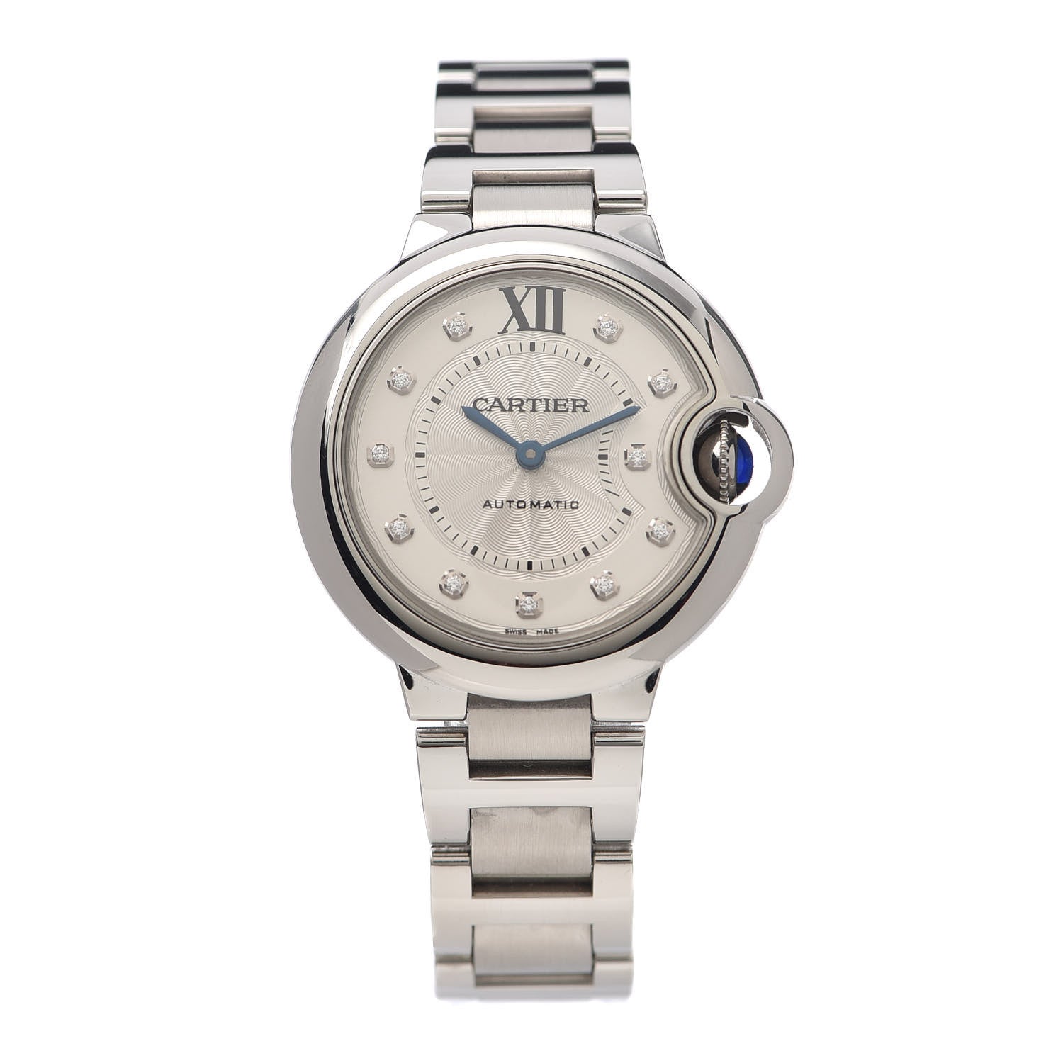 Cartier Stainless Steel Diamond 33mm Ballon Bleu De Cartier Automatic Watch 1 of 6