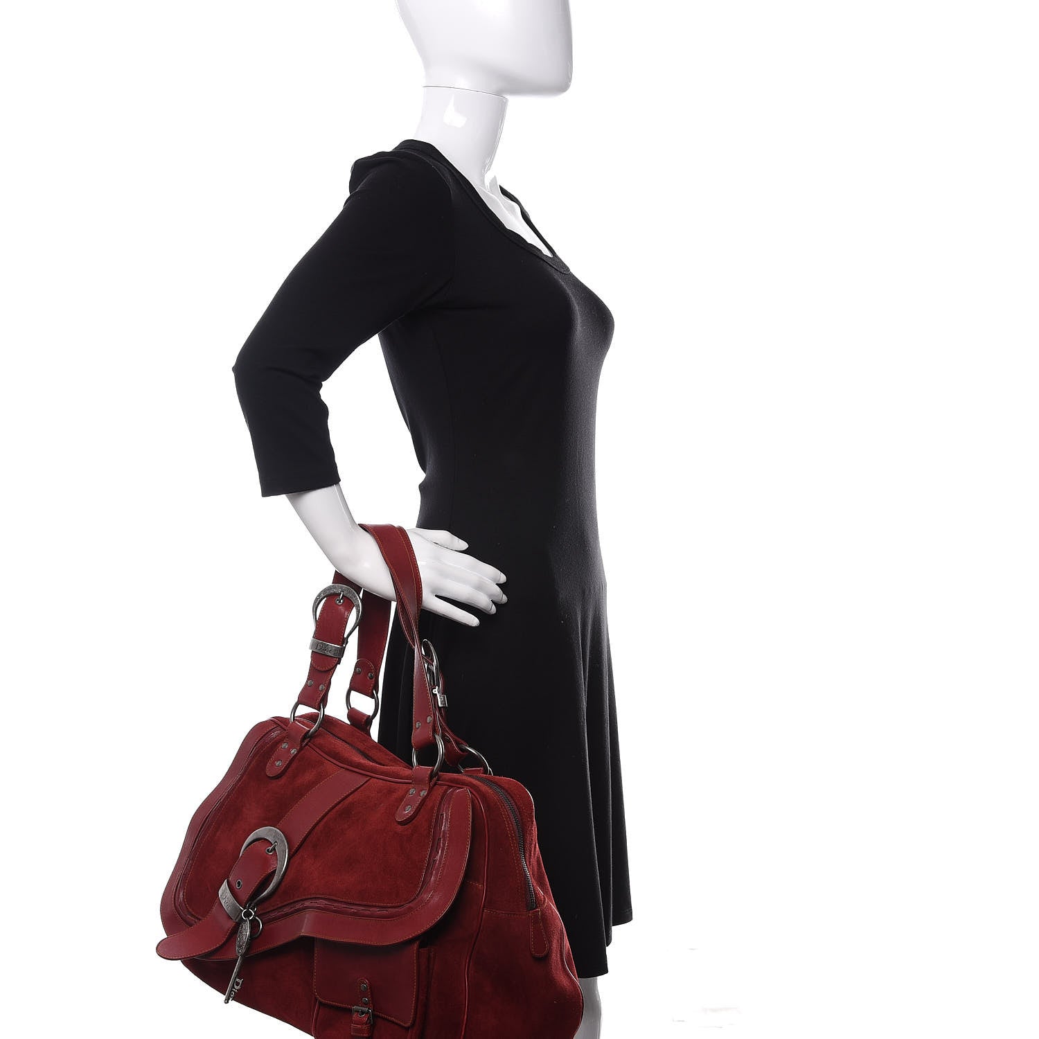 Christian Dior Suede Gaucho Double Saddle Bag Burgundy 2 of 13