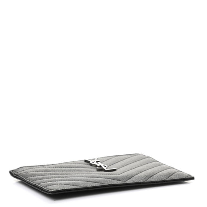 Saint Laurent Grain De Poudre Chevron Monogram Bill Pouch Black 4 of 8
