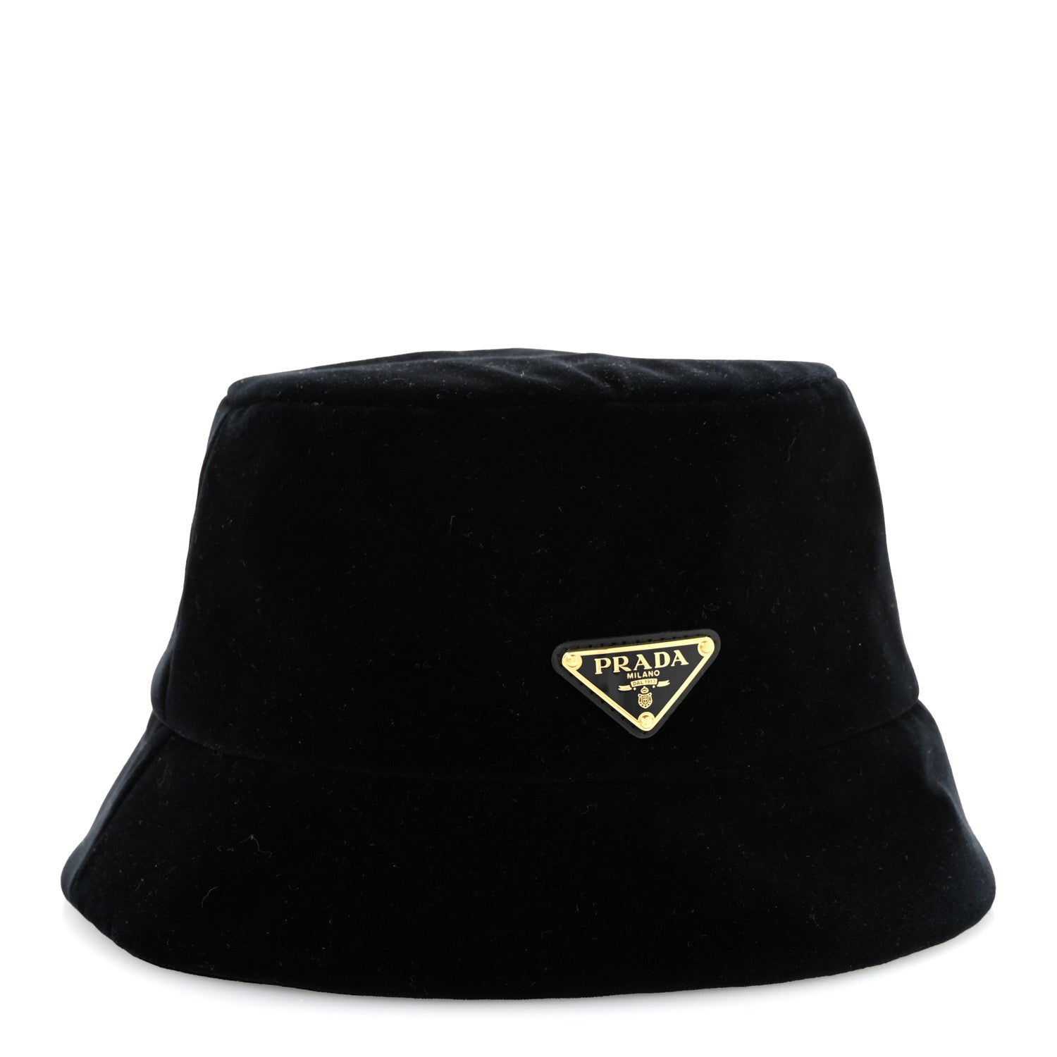 Prada Velvet Triangle Womens Bucket Hat S Black 5 of 10
