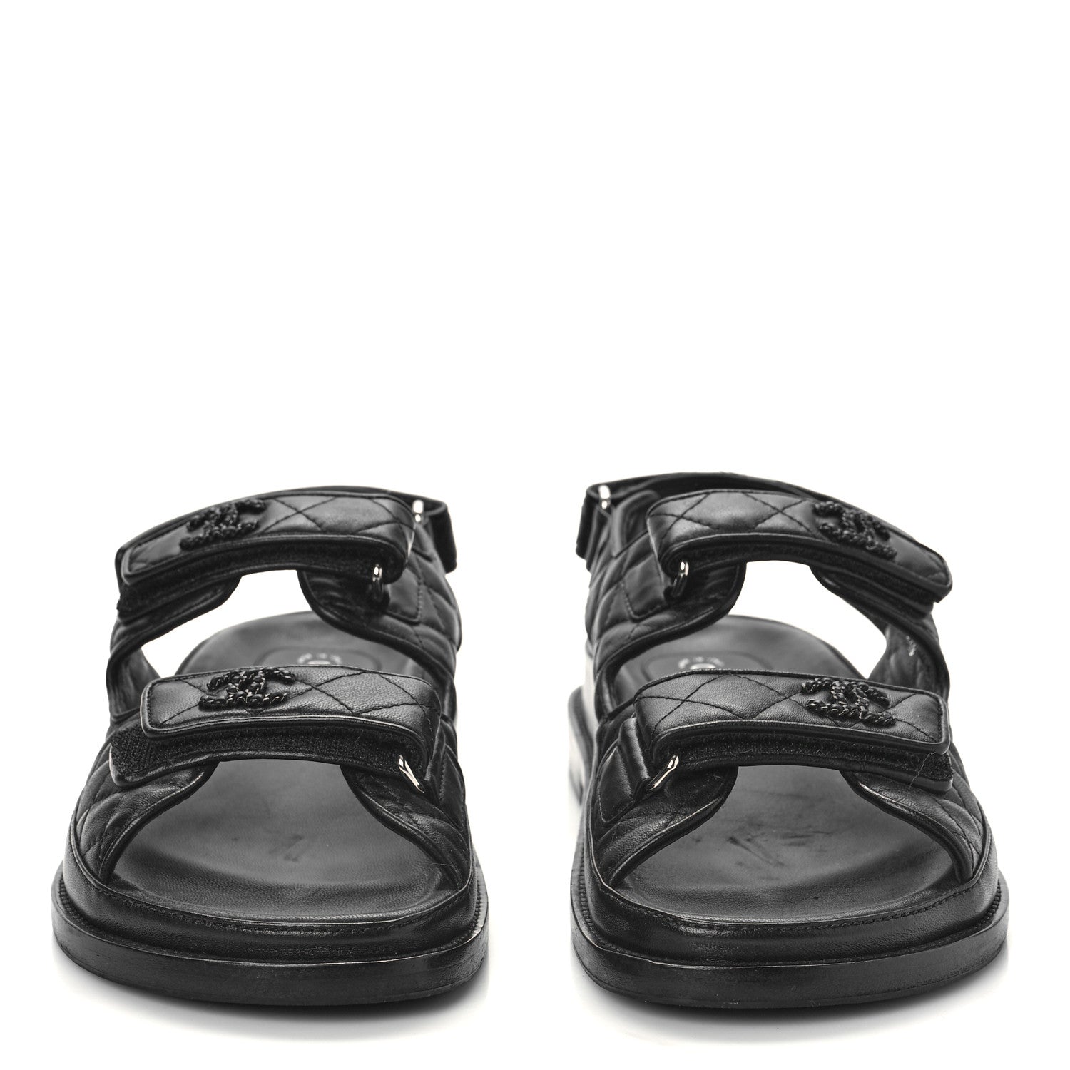 Chanel Lambskin Velcro Dad Sandals 40.5 Black 2 of 9