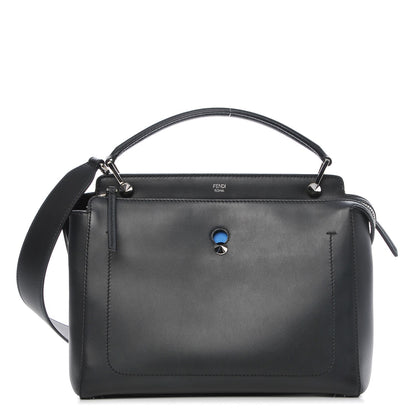 Fendi Vitello Baltico Dolce DotCom Satchel Black Blue Royal 1 of 10