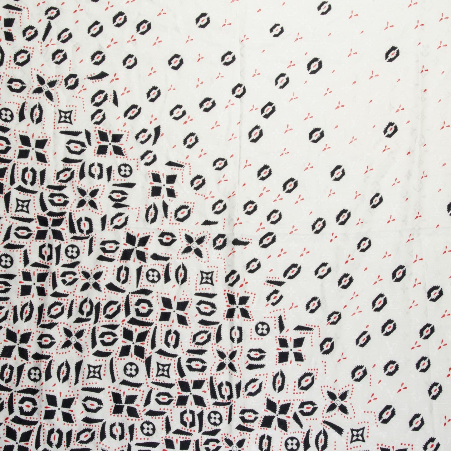 Silk Wool Monogram Graphic Scarf Black