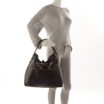 Gucci Deerskin Large Hip Bamboo Hobo Dark Cocoa 2 of 8