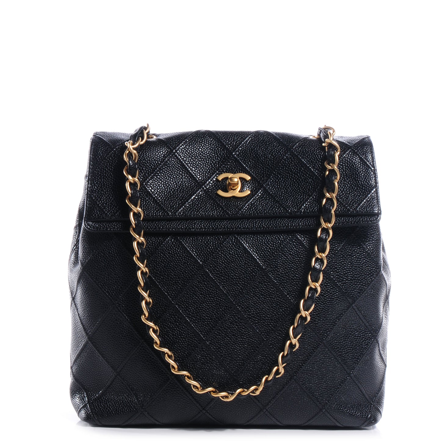 Caviar Diamond Stitched Shoulder Bag Black