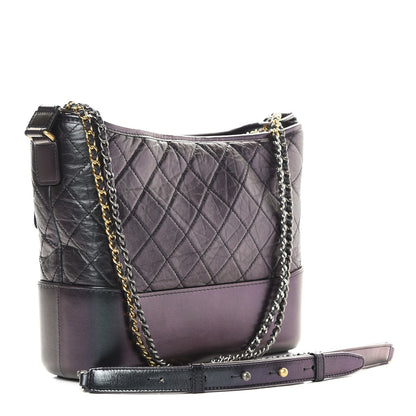 Chanel Iridescent Aged Calfskin Quilted Medium Gabrielle Hobo Black 3 of 11