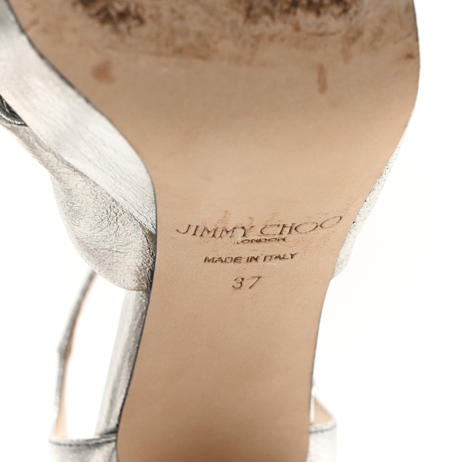 Jimmy Choo Soft Mirror Calfskin Heloise 120 Sandals 37 Silver 7 of 9