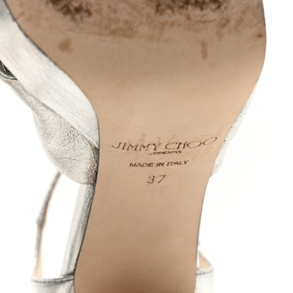 Jimmy Choo Soft Mirror Calfskin Heloise 120 Sandals 37 Silver 7 of 9