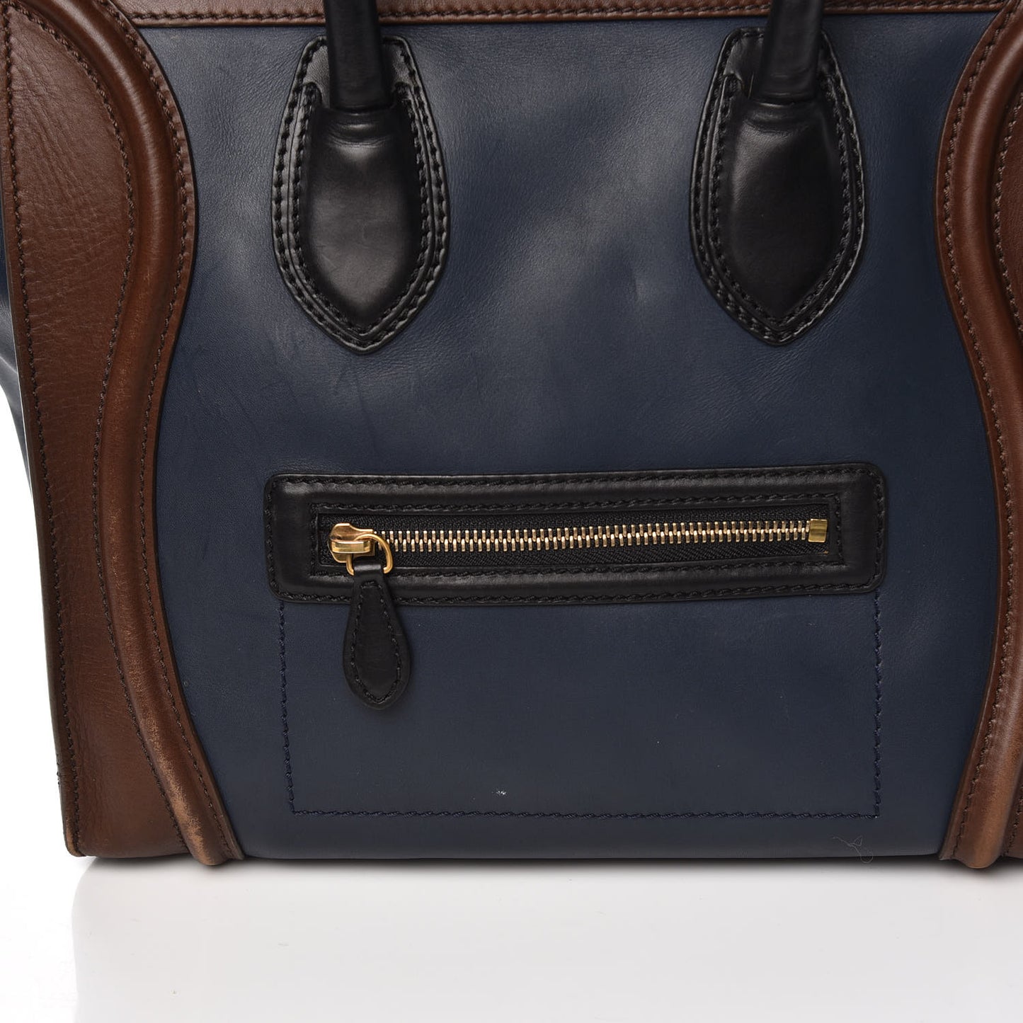 Smooth Calfskin Mini Tri-Color Luggage Navy