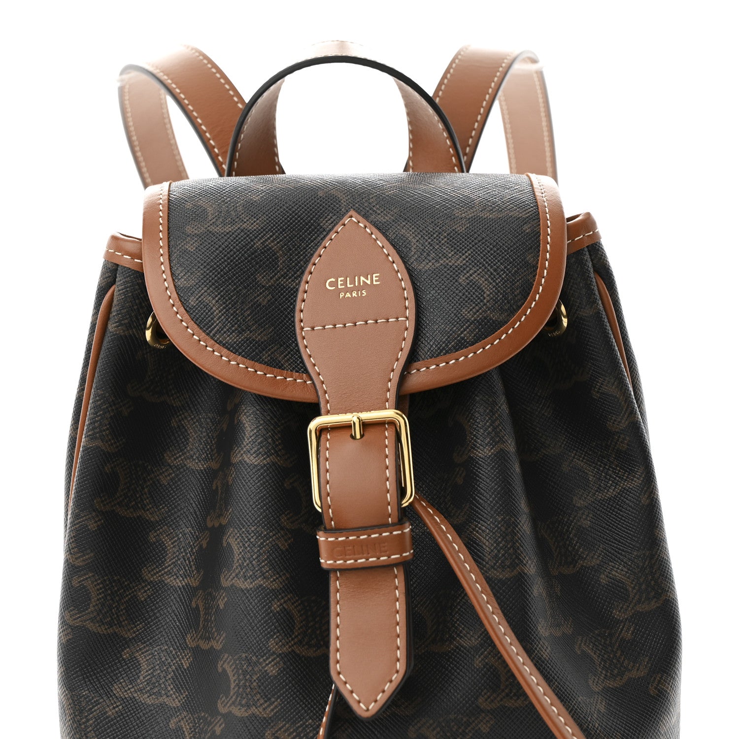 celine backpack mini Celine Triomphe Canvas Calfskin Mini Folco Backpack Tan 1748067 – FASHIONPHILE