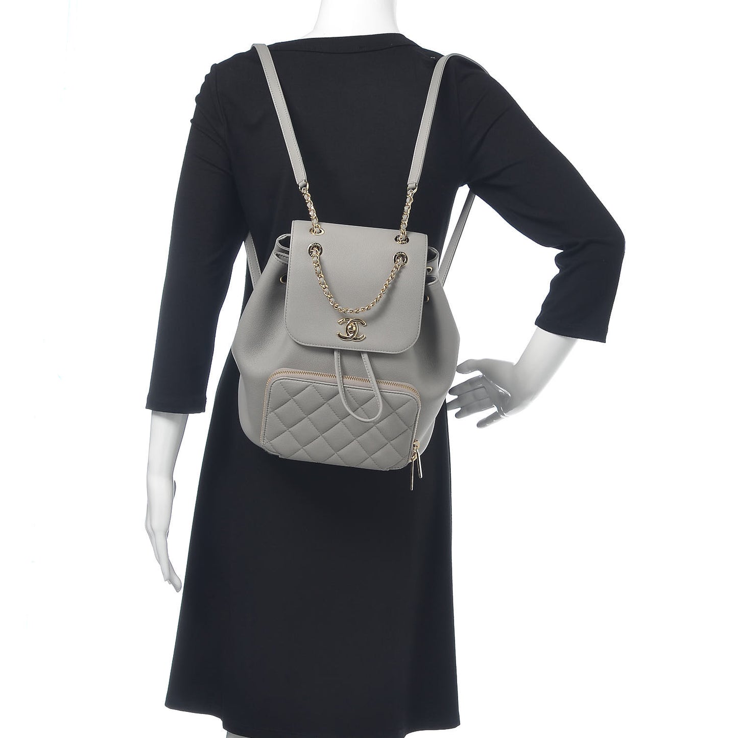 Caviar Quilted Business Affinity Backpack Grey