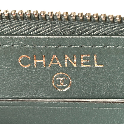 Chanel Iridescent Caviar Quilted Medium Zip Around Wallet Light Green 6 of 9