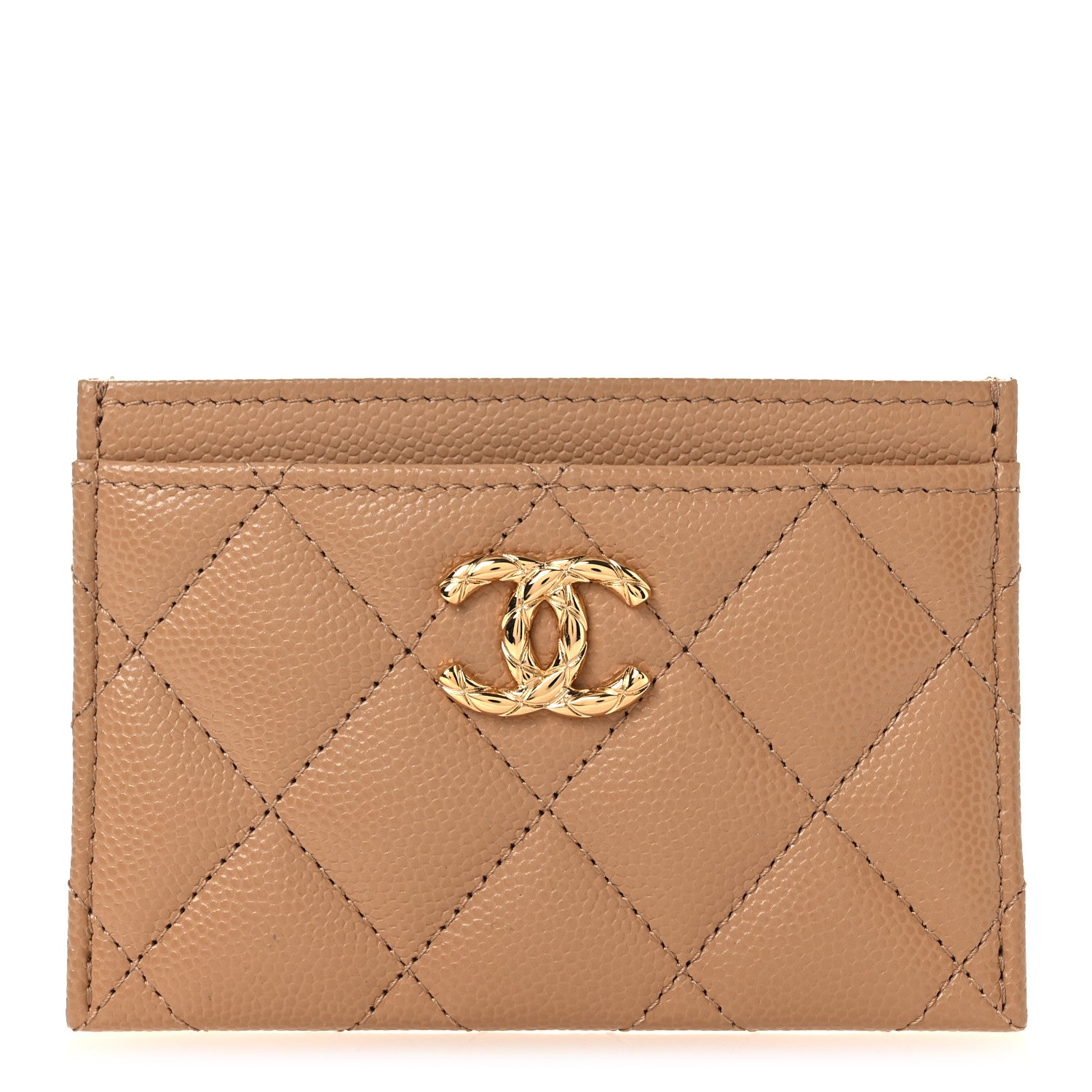 Chanel Caviar Quilted CC Card Holder Beige 1 of 9
