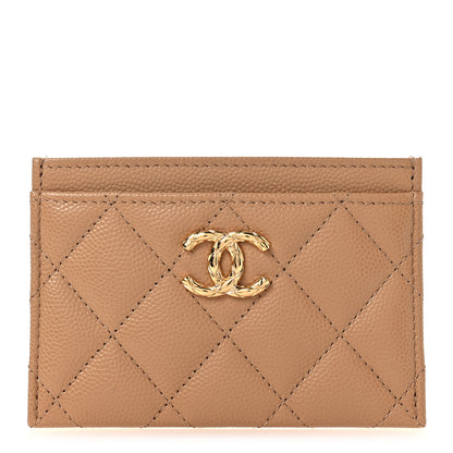 Chanel Caviar Quilted CC Card Holder Beige 1 of 9