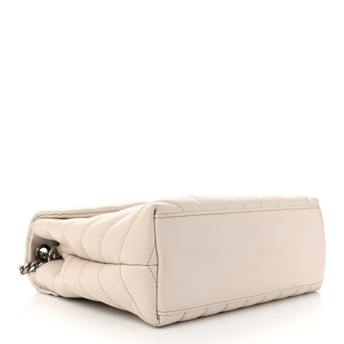 Calfskin Y Quilted Monogram Small Loulou Chain Satchel Ivory