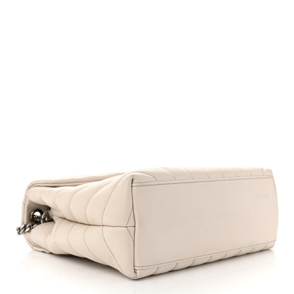 Saint Laurent Calfskin Y Quilted Monogram Small Loulou Chain Satchel Ivory 4 of 12