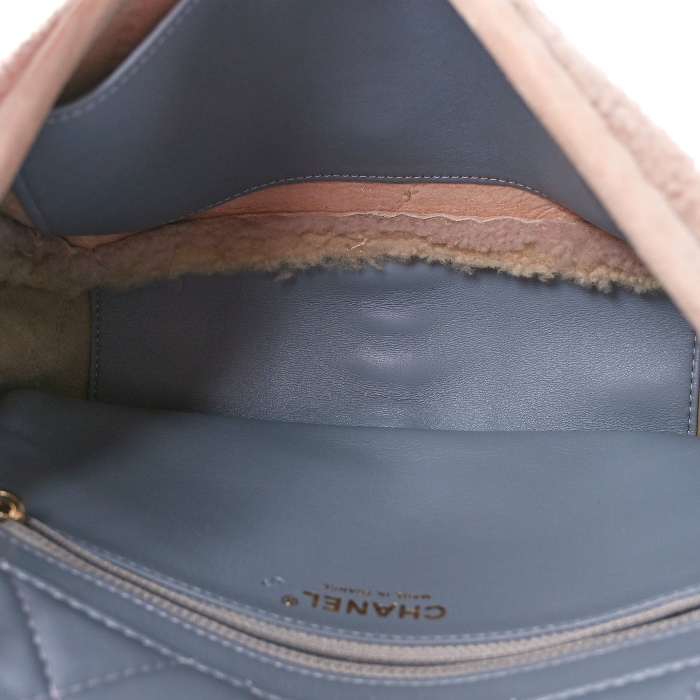 Shearling Sheepskin Single Flap Gray Pink Beige