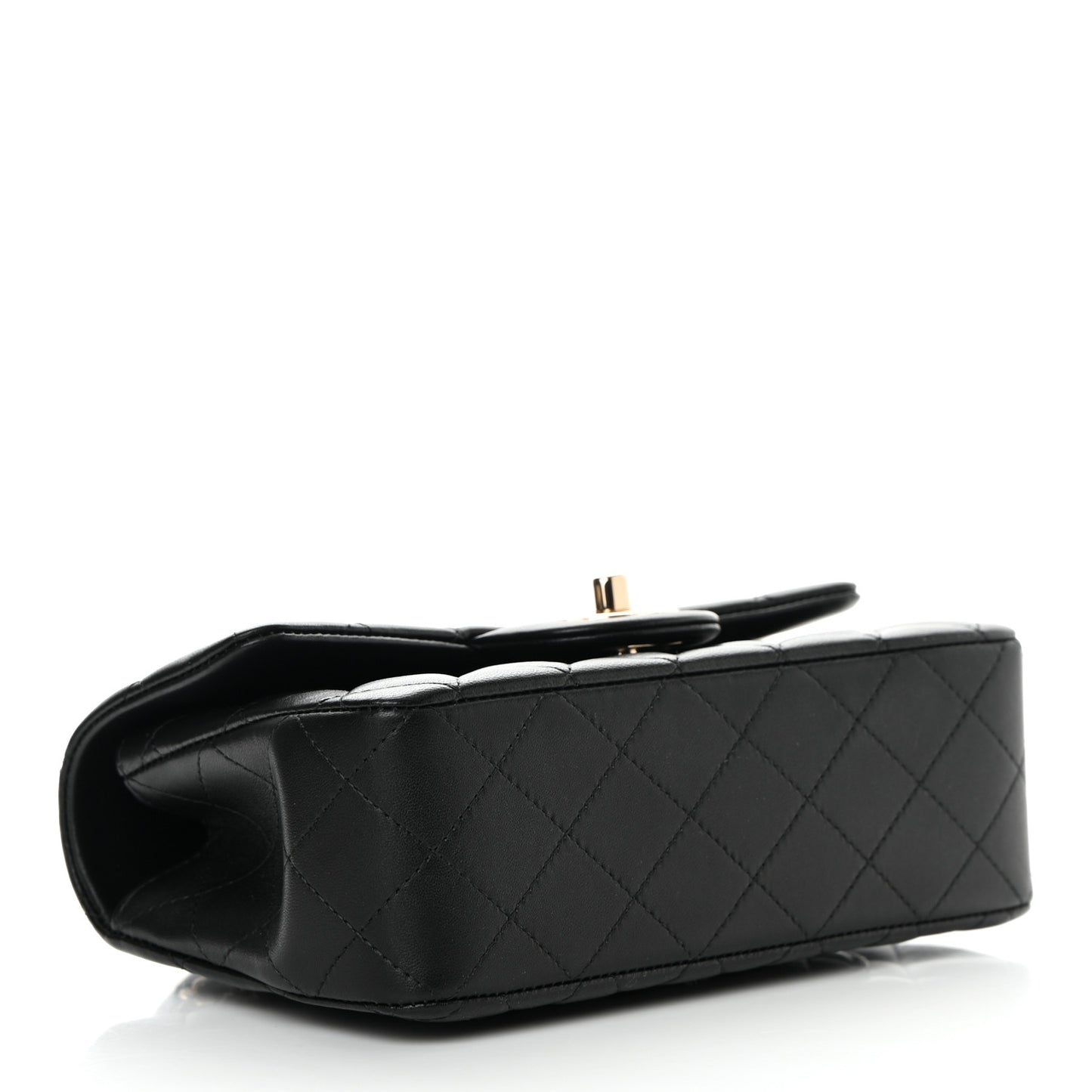 Lambskin Quilted Mini Top Handle Rectangular Flap Black