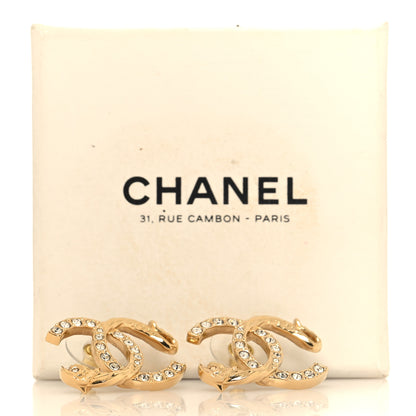 Chanel Textured Metal Crystal CC Dragon Earrings Gold 5 of 5